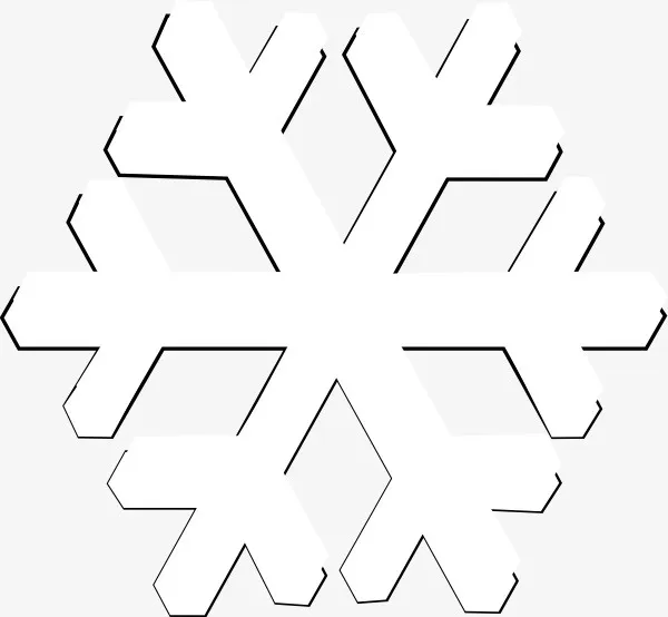 一片雪花白色纯色几何形状免抠