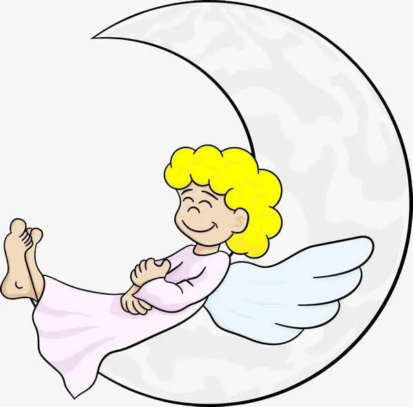 天使宝宝在月亮上睡觉免抠
