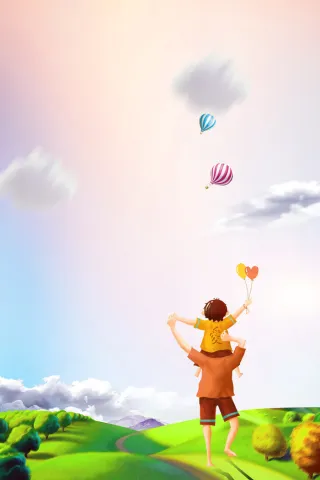 插画感恩父爱父亲节海报高清