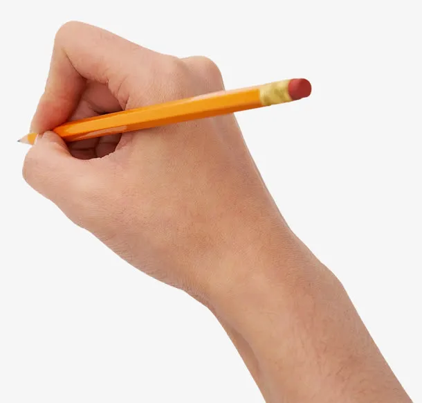 手握铅笔绘画手势免抠
