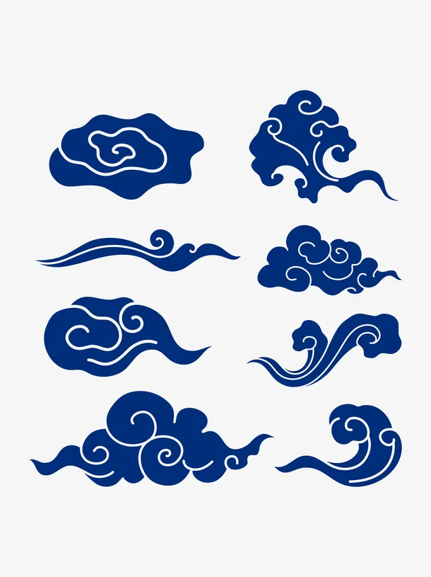 中国风面性祥云纹中式古典云纹矢量装饰图案免抠