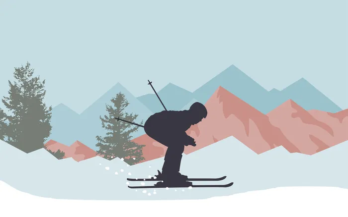 卡通扁平冬季运动员滑雪运动海报背景素材高清
