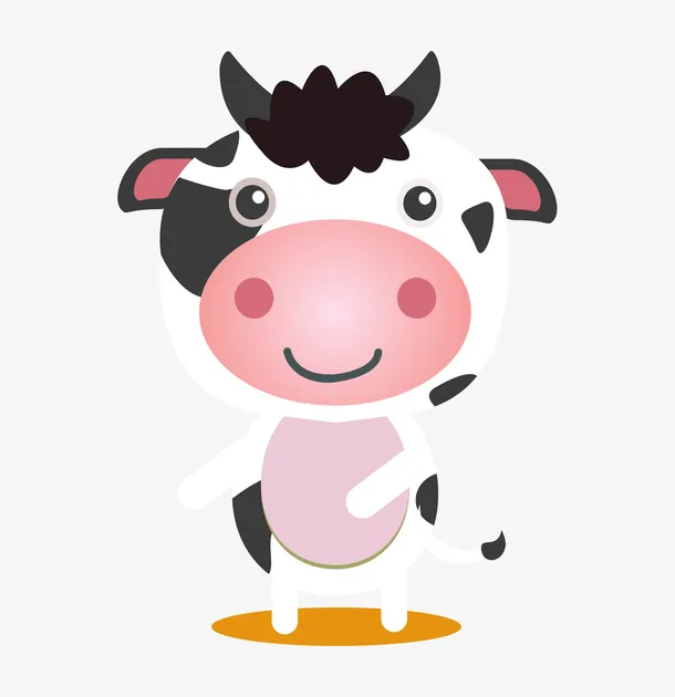 卡通可爱小动物装饰动物头像奶牛免抠