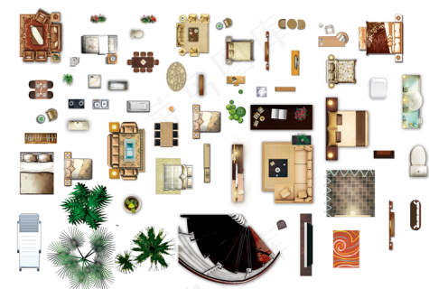 室内家具平面彩图图片psd模版下载