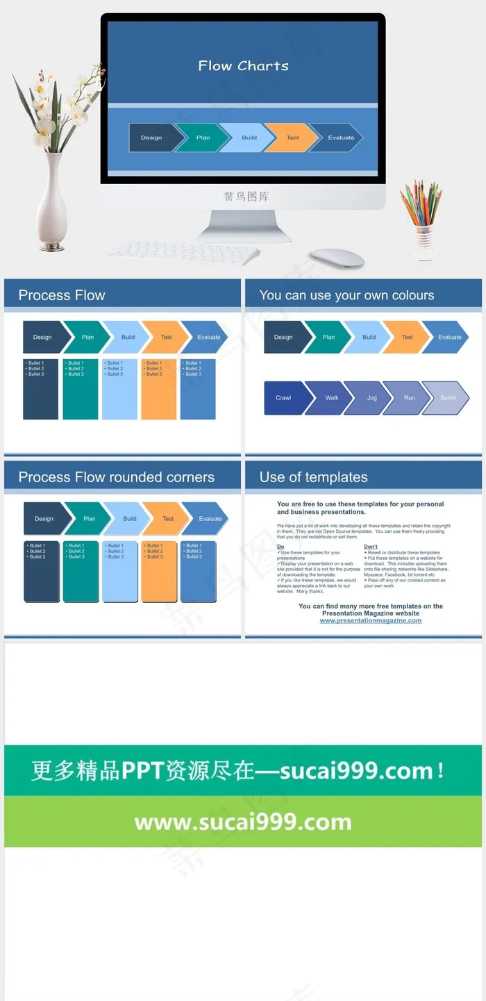 创建您自己的流程图或流程的幻灯片P...蓝色简洁PPT模板蓝色简洁PPT模板