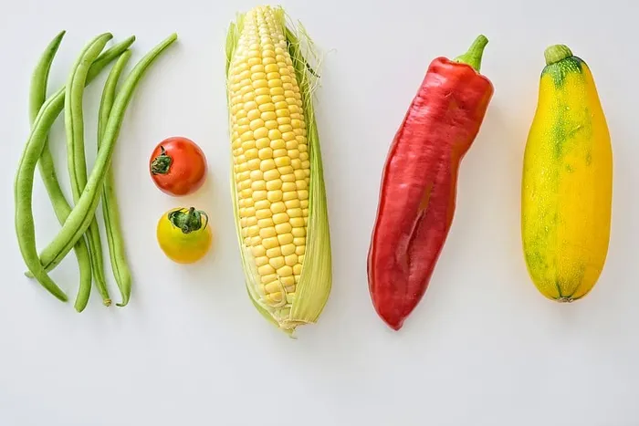 豆类、玉米、新鲜健康烹饪、有机食品、辣椒、番茄、蔬菜