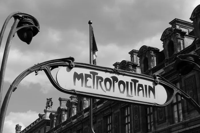 灰度摄影, 大都市, 标牌, 巴黎, 地铁, 地铁站, 盾, 巴黎, 地铁