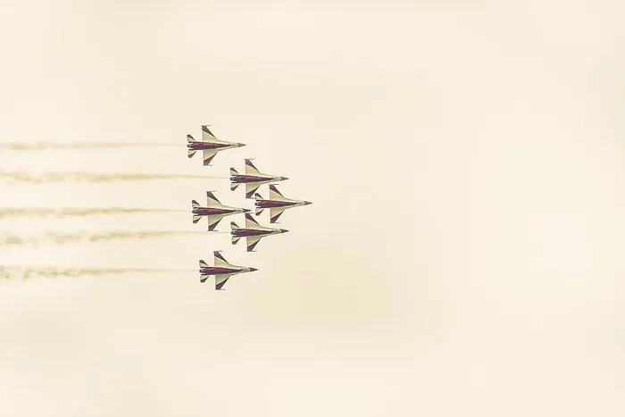 飞机，五架，喷气式飞机，插图，喷气式飞机，尾迹，烟雾，天空