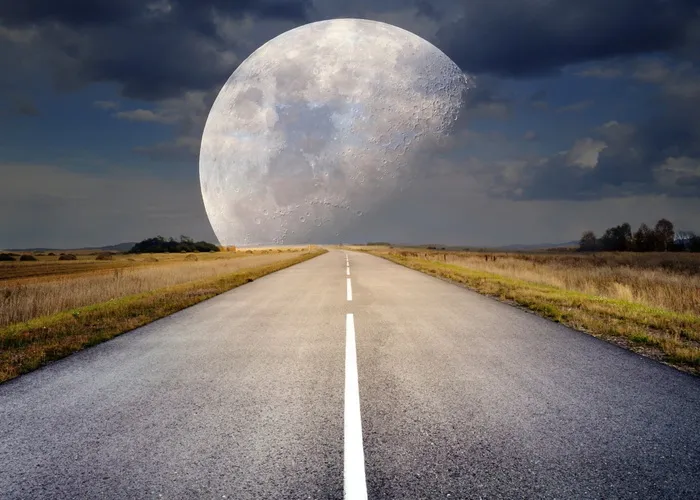 道路，草地，前面，月亮，数字，壁纸，满月，月光