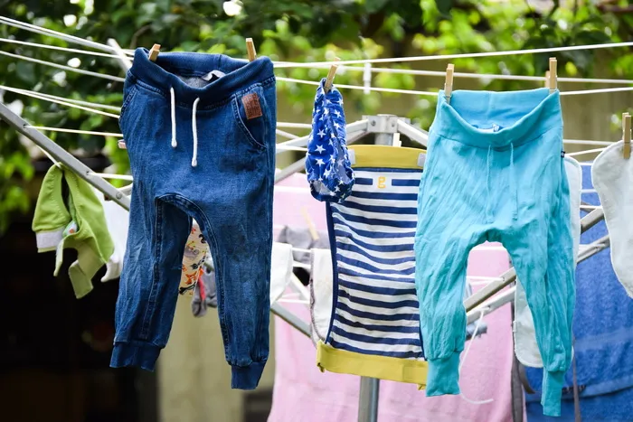 洗涤、裤子、烘干、晾干、blöjbyxa、幼儿、悬挂、衣服