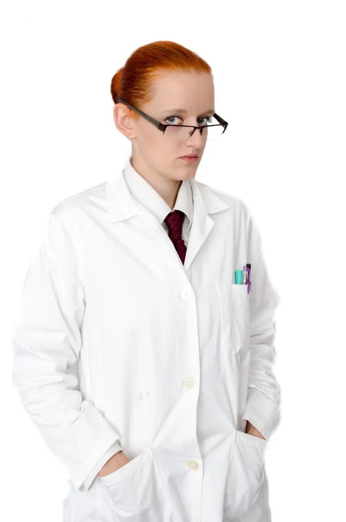 女人，穿着，白色，外套，眼镜，女孩，人，实验室