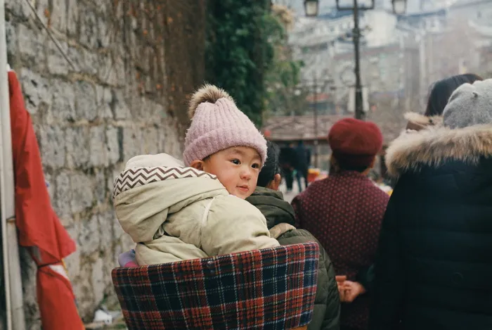 中国人、婴儿、凤凰、儿童、冬天、保暖服装、儿童、童年