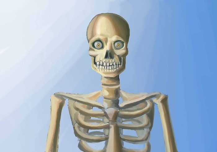 骷髅护目镜骨感绘画水彩艺术绘画人类骷髅