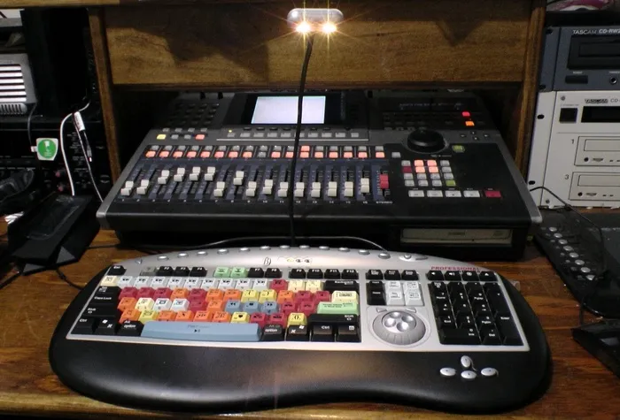 黑色、白色、电脑键盘、棕色、桌面、音频、混音器、视频