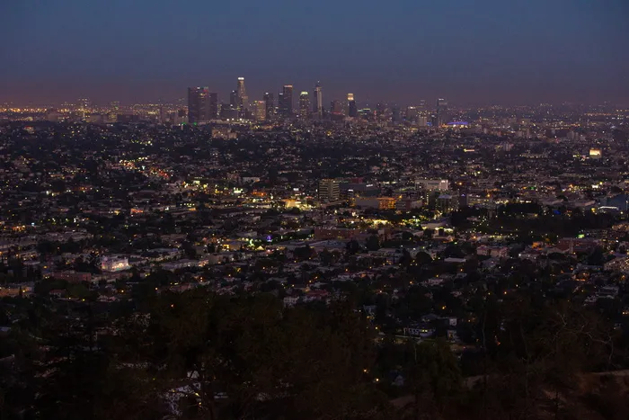 空中, 照片, 城市景观, 夜间时间, 洛杉矶, 拉, 城市, 洛杉矶