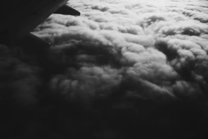 巴西，圣保罗，云，飞机，窗户，云，黑白，bandw