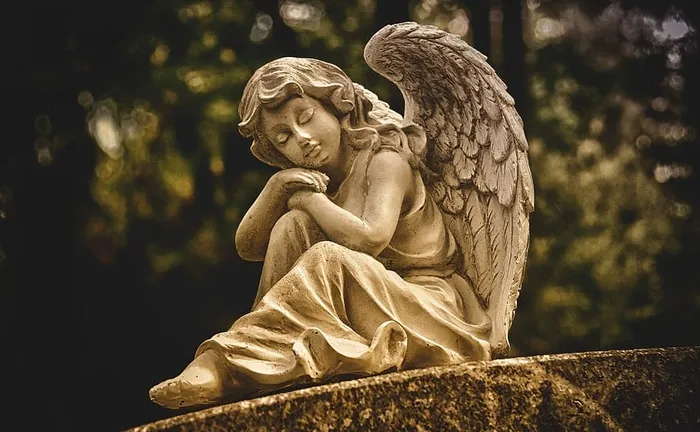 天使，守护天使，雕塑，白色，人物，墓地，信仰，希望