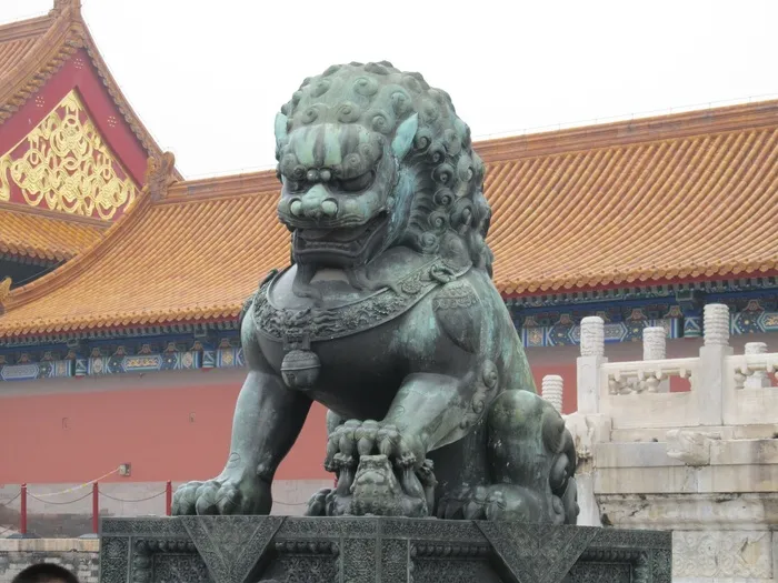 狮子、雕像、铜、雕塑、纪念碑、中国、寺庙、代表