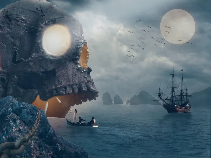 海盗船, 骷髅岛, 全, 月亮, 数字, 壁纸, 海盗, 岛