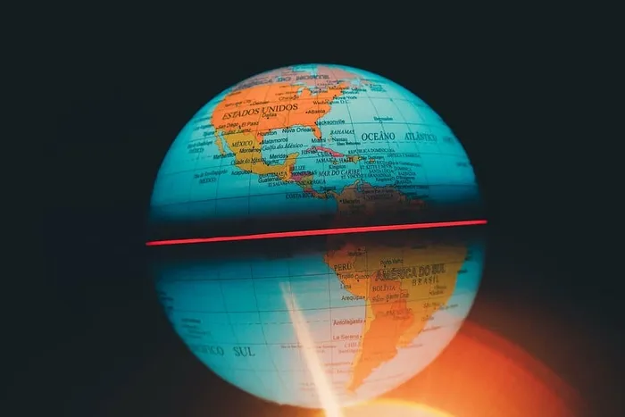 蓝色，橙色，桌面地球仪，地球仪，全球，地图，圆形，球体