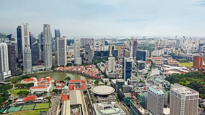 新加坡、新加坡河、建筑、摩天大楼、城市、银行、金融区、办公室