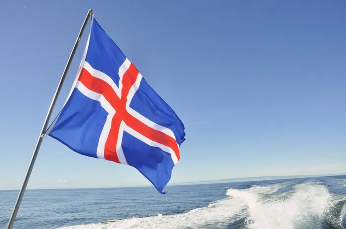 摇摆、蓝色、白色、红色、十字架、冰岛、国旗、海洋