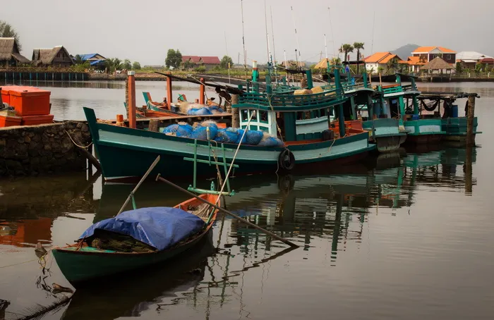 船，柬埔寨，早晨，捕鱼，渔民，海洋，航海船，水