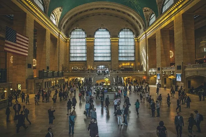 室内照片拍摄于美国最繁忙的火车站纽约中央车站
