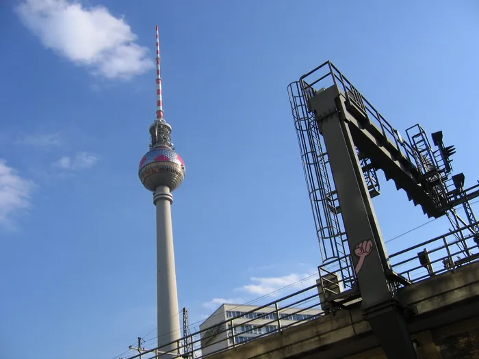 柏林，德国，地铁，天空，塔楼，涂鸦，城市，火车