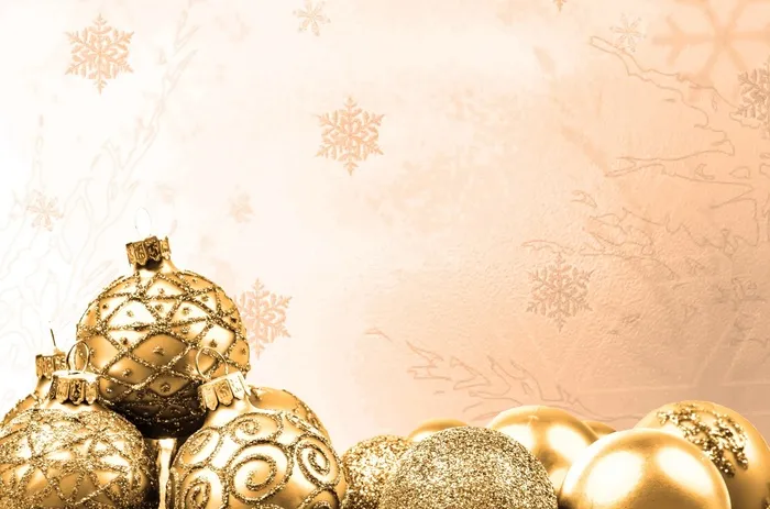 黄金饰品，装饰，黄金，圣诞节时间，圣诞饰品，圣诞卡，白色，闪闪发光