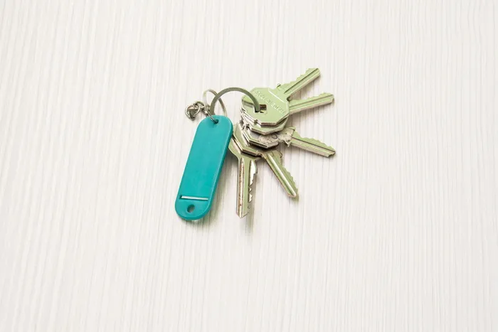 灰色，钥匙，绿色，塑料标签，家，门钥匙，房子，庄园