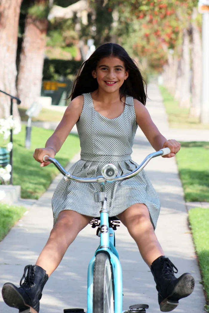 女孩, 骑马, 自行车, 通路, 青年, 自行车, 中学, 青春期前