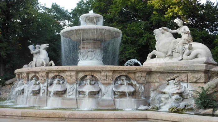 喷泉，德国，慕尼黑，雕像，石雕，石头，雕塑，艺术品