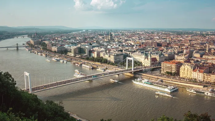 匈牙利、布达佩斯、天际线、城市、桥梁、河流、船只、城市景观
