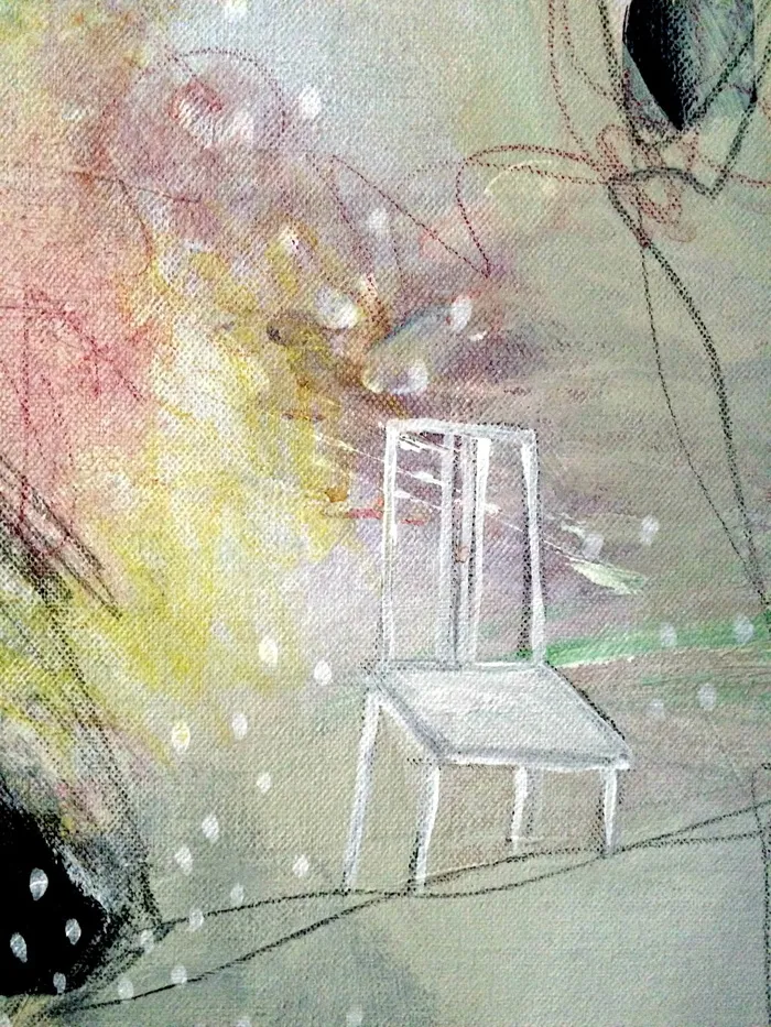 白色椅子画，白色，红色，黄色，椅子，插图，抽象，抽象画