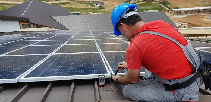 技术员，太阳能电池板，可再生能源，安装，施工，技术，系统，太阳