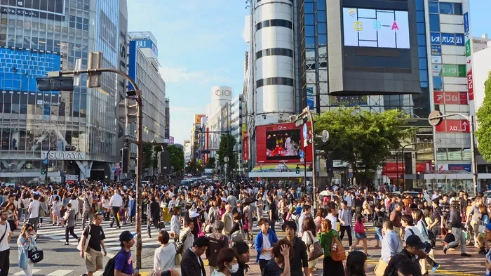 东京广场照片，日本，东京，涉谷，日本，建筑，人群，人