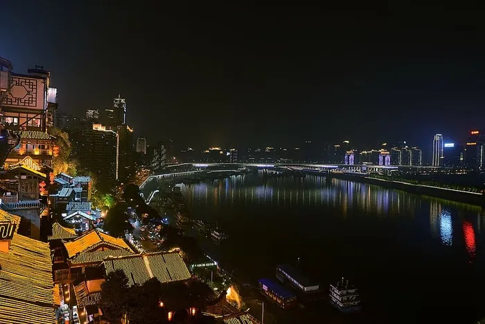 重庆夜、洪雅洞、黄园桥、上海、建筑、建筑外墙、建筑结构、照明