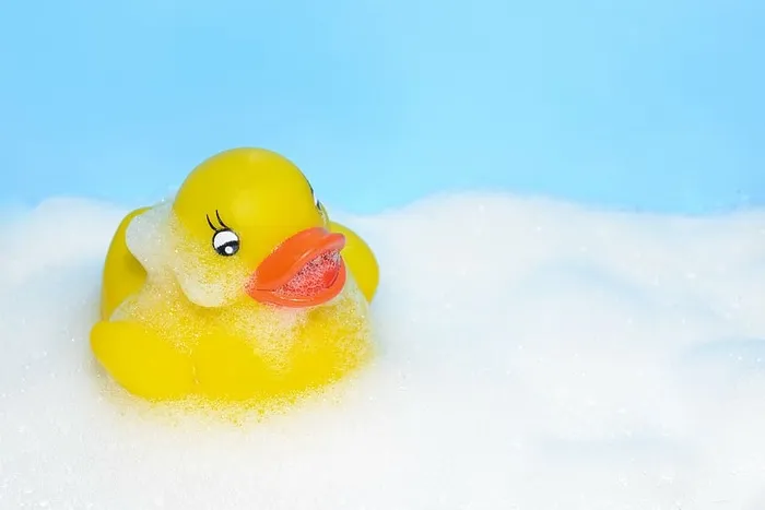 黄色，橡胶小鸭，白色，泡沫，橡胶，鸭子，浴缸，可爱