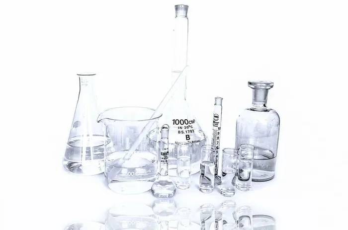 实验室烧杯，白色，背景，实验室，研究，化学，测试，实验