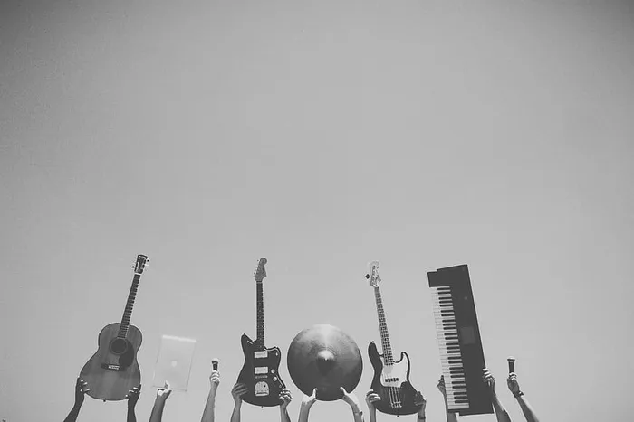 灰度摄影，乐器，人，手，音乐，手，音乐家，乐器