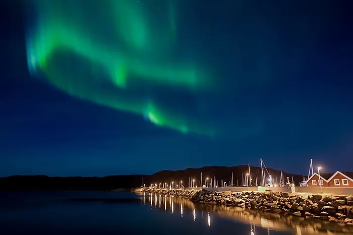 北极光，北极光，夜晚，极光，北极，利什芬诺曼，蓝色，绿色