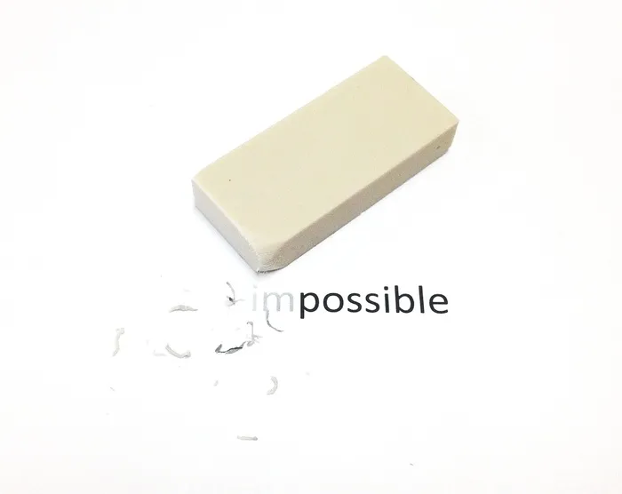 白色铅笔橡皮擦，不可能，可能，橡皮擦，白色，碎屑，动机，文本