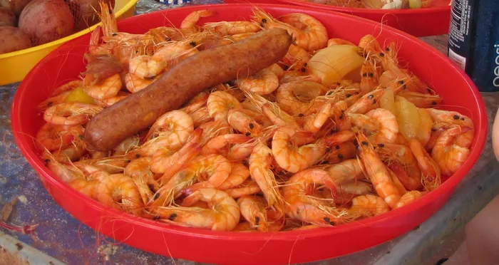 小龙虾，虾，对虾，油炸，香肠，碗，食品，海鲜
