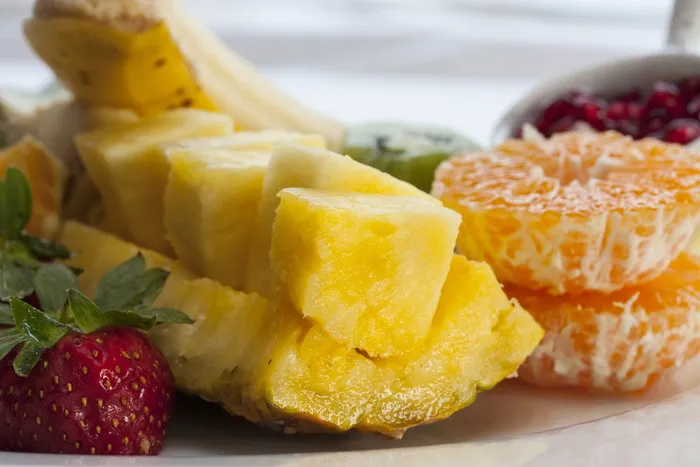 照片，品种，切片，水果，水果，饮食，健康，菠萝