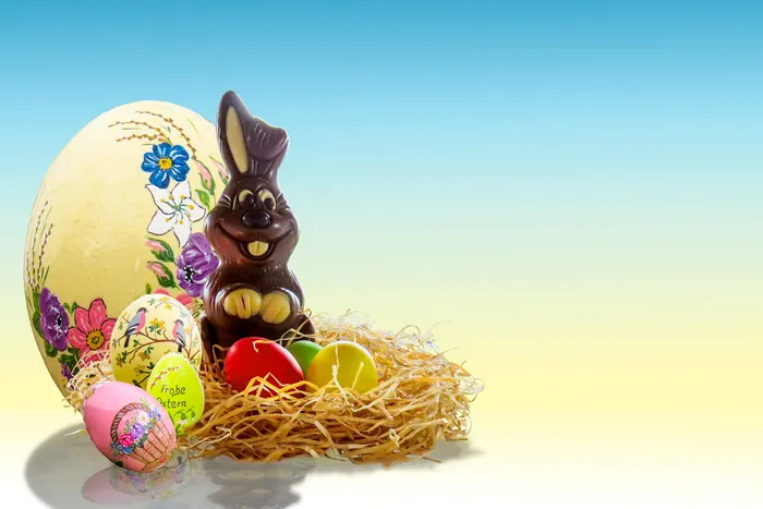 棕色，兔子，复活节蛋，复活节，鸡蛋，复活节兔子，复活节蛋，巢