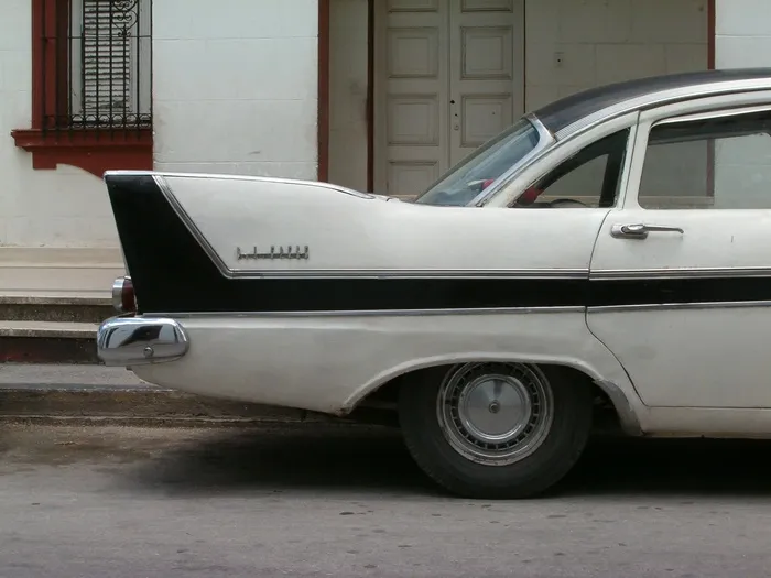 停车、经典、白色、汽车、建筑、古巴、哈瓦那、汽车