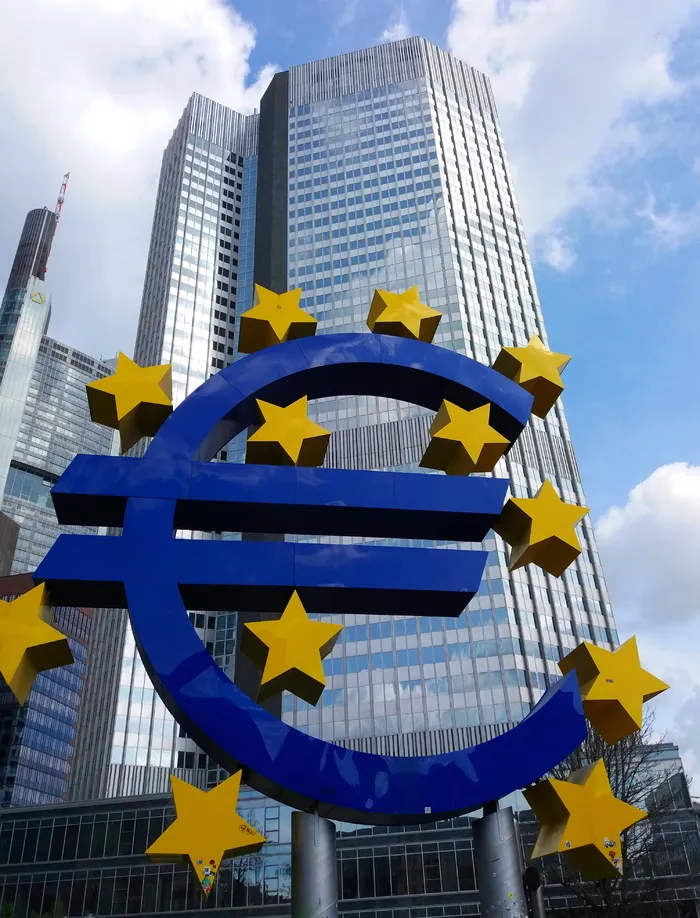 欧元、银行、法兰克福、符号、货币、商业、金融、建筑