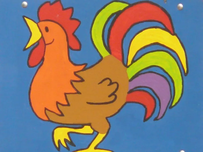 五彩鸡插画，Hahn，彩色，彩色，漫画，人物，图像，绘画