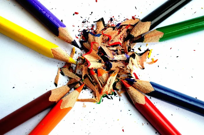 各色铅笔，白色，表面，蜡笔，蜡笔，油漆，铅笔，绘图